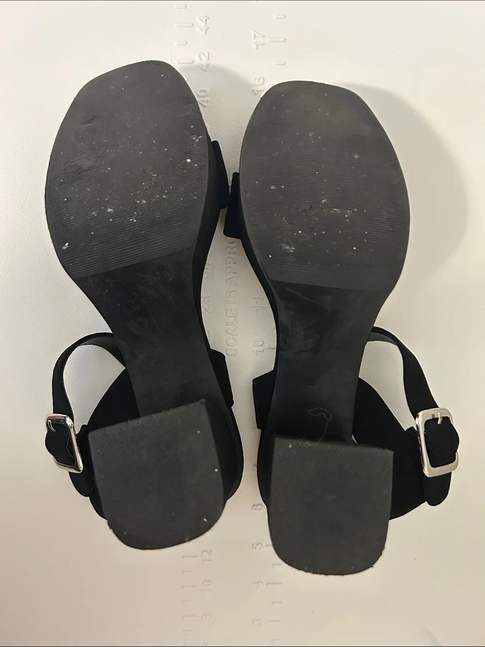 Soda Black Suede Platform Block Heel Sandals
